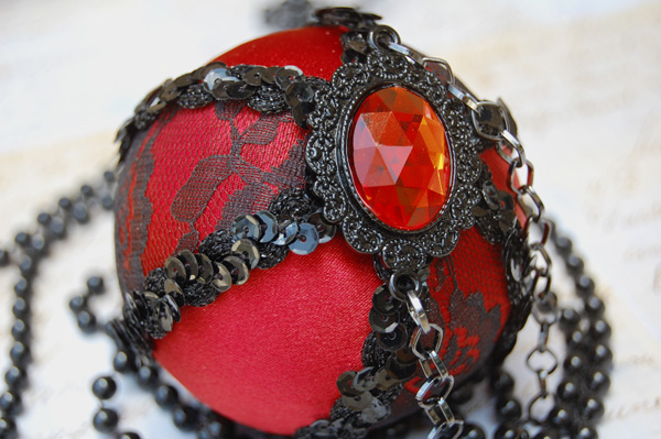 red and black French vintage Christmas ornament