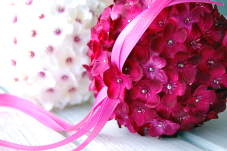 silk flower wedding pomander | kissing ball | ornament