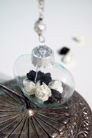 Black and White Rose Glass Heart Ornament