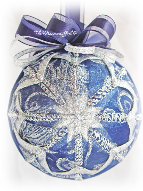 Blue and Silver Swirl Christmas Ornament