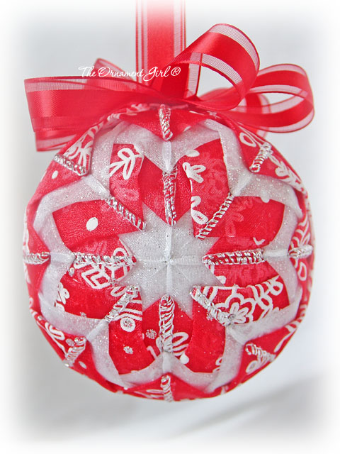 Red and White Glitter Snowflake Christmas Ornament
