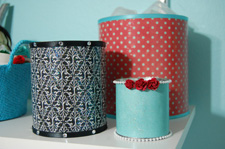 tin can storage with mod podge