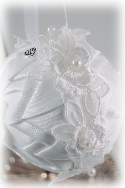 custom wedding ornament handmade with dress appliques
