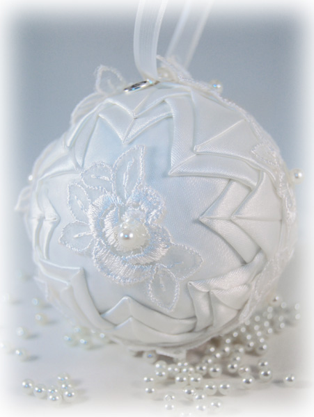 custom wedding ornament handmade with dress appliques