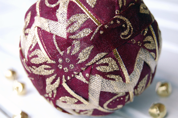 burgundy and gold poinsettia ornament