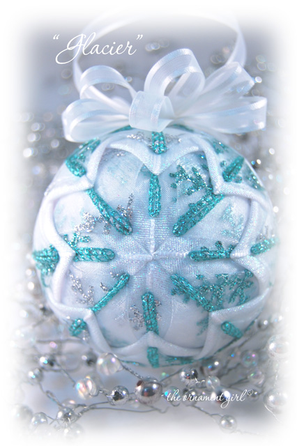 Aqua Blue and White snowflake Christmas Ornament