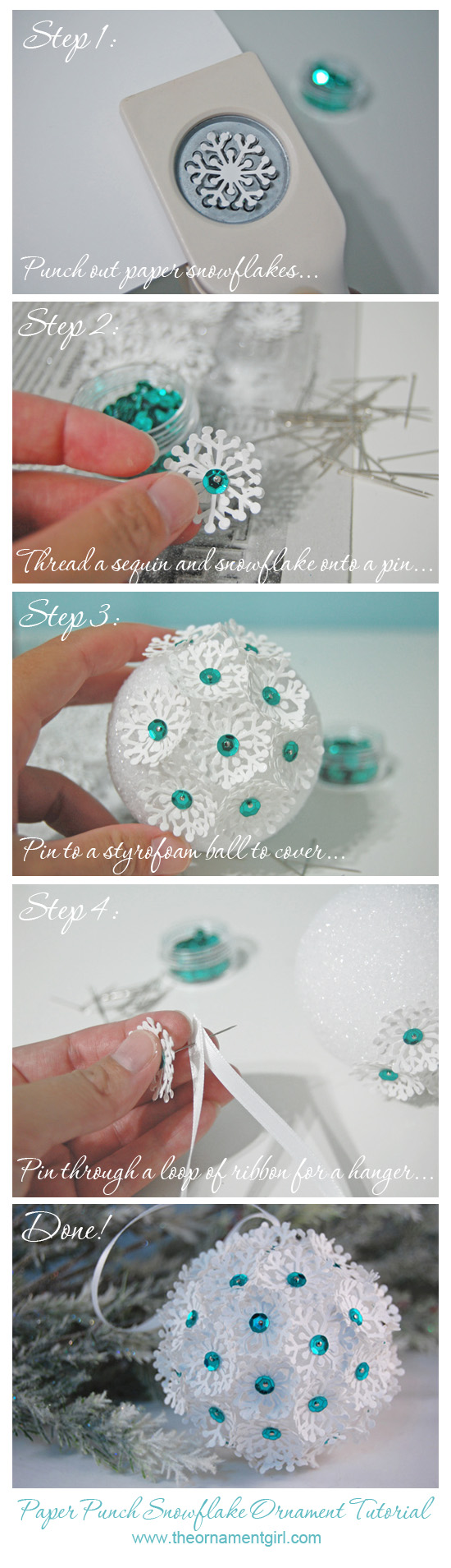 paper punch snowflake christmas ornament tutorial