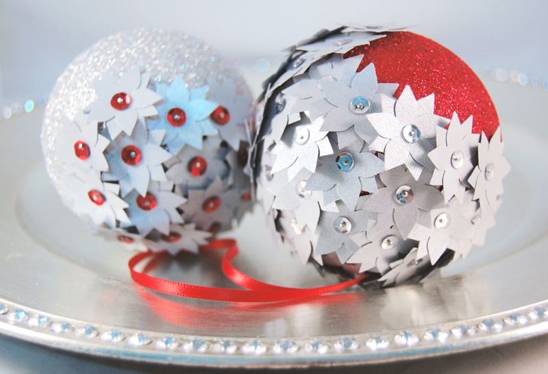 red and silver paper pomander ornaments