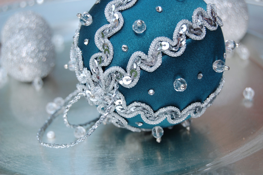 teal blue and silver christmas ornament