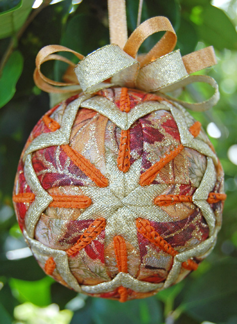 autumn leaves quilted ornament