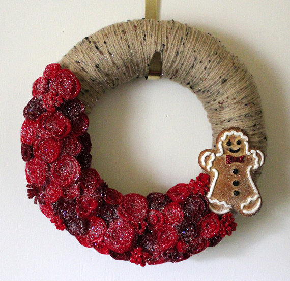 gingerbread yarn wreath