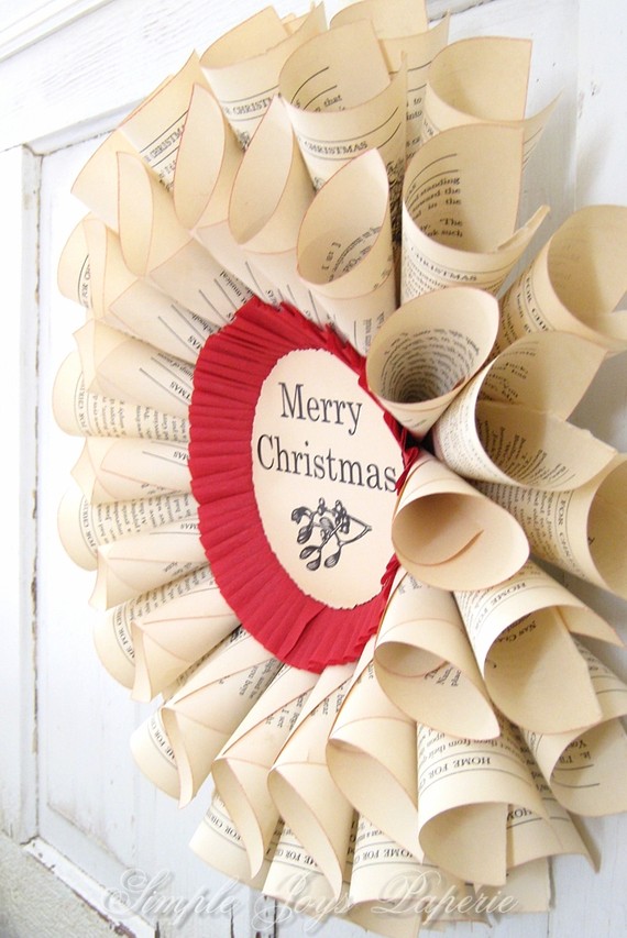 paper book page wreath