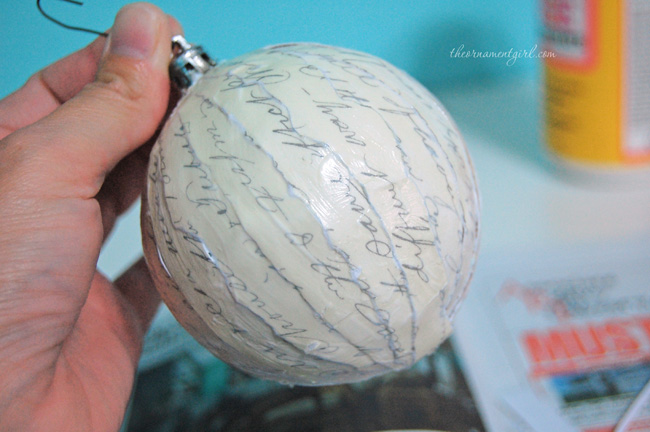 decoupage ornament with paper strips