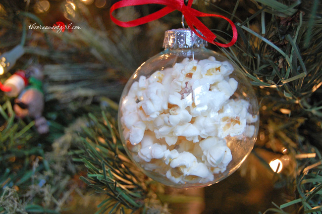 glass popcorn ball ornament diy