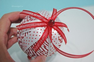 handmade christmas ornament wrapped with braided trim