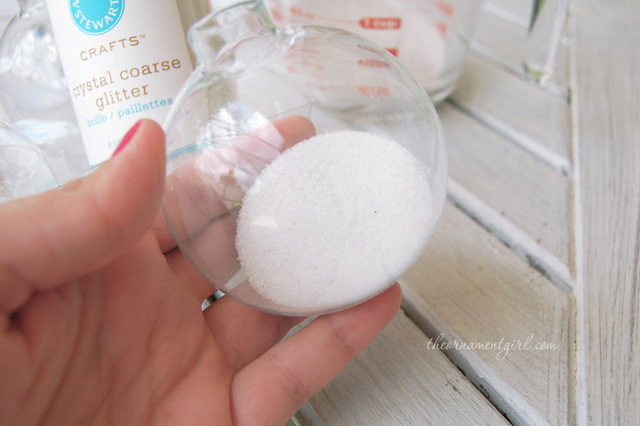 fill glass ornament with beach sand