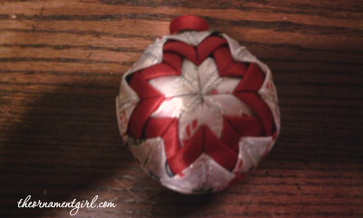 red and white quilted ball