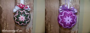 shabby quilted ornament balls