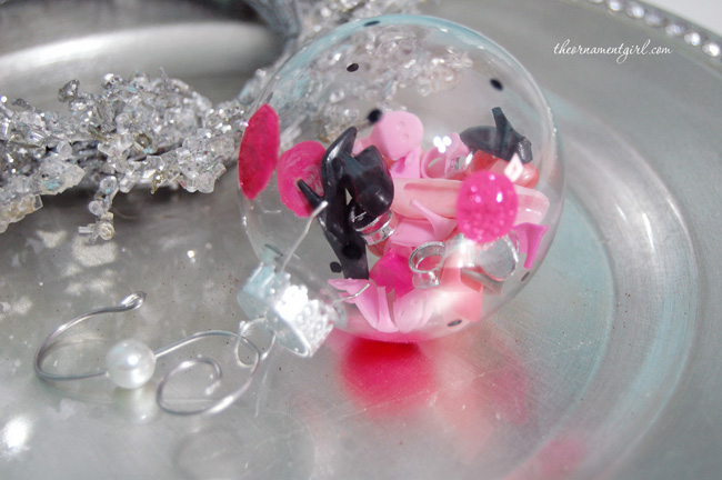 barbie shoes inside clear glass ornament