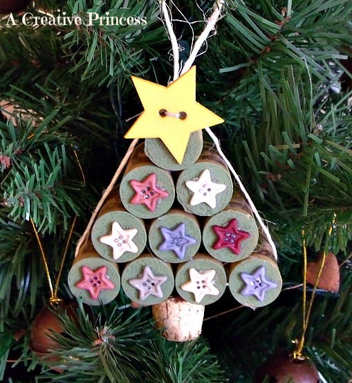 wine cork Christmas tree ornament