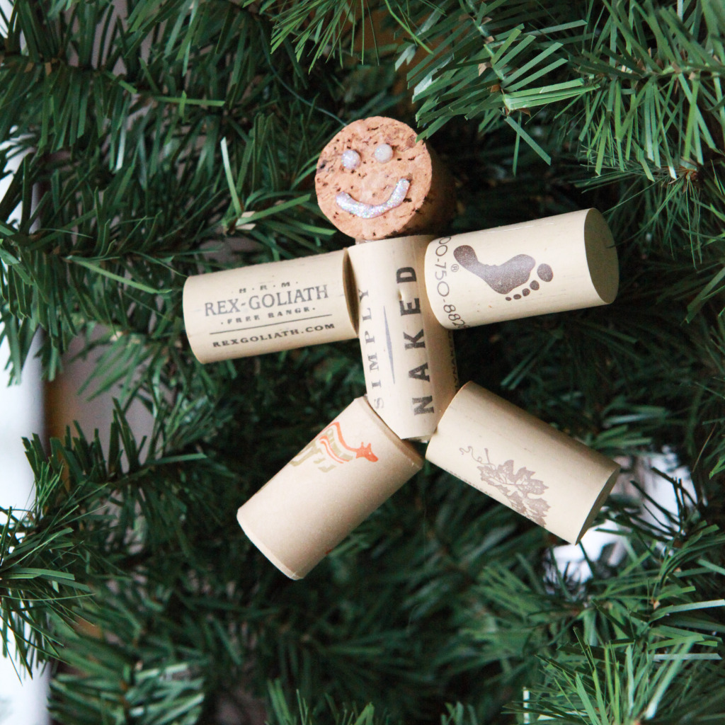 wine cork gingerbread man ornament