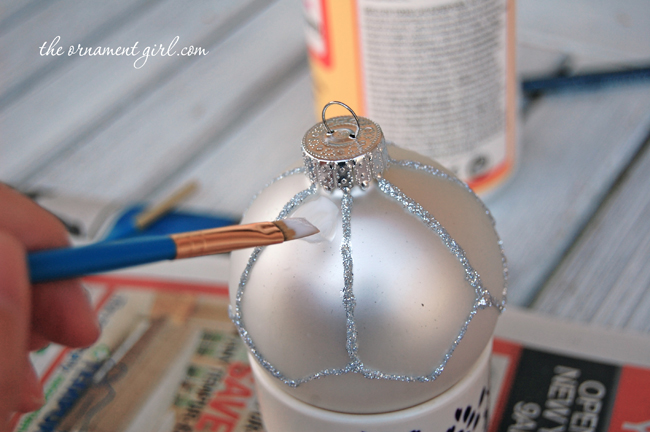 paint glue on glass christmas ball