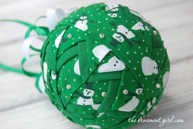 Pearled Snowman quilted ornament
