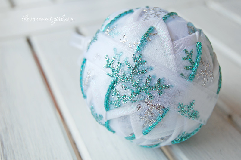 Quilted Ornament made with sheer ribbon.