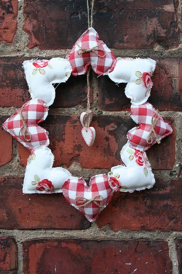 dainty fabric heart wreath