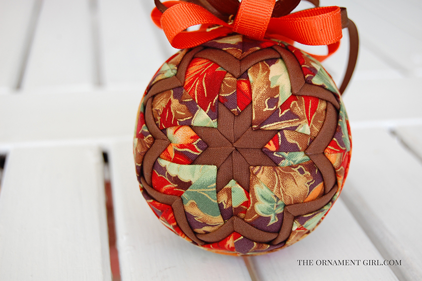 autumn leaves quilted fabric ornament