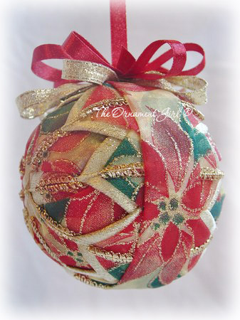 Red Gold Poinsettia Christmas Ornament