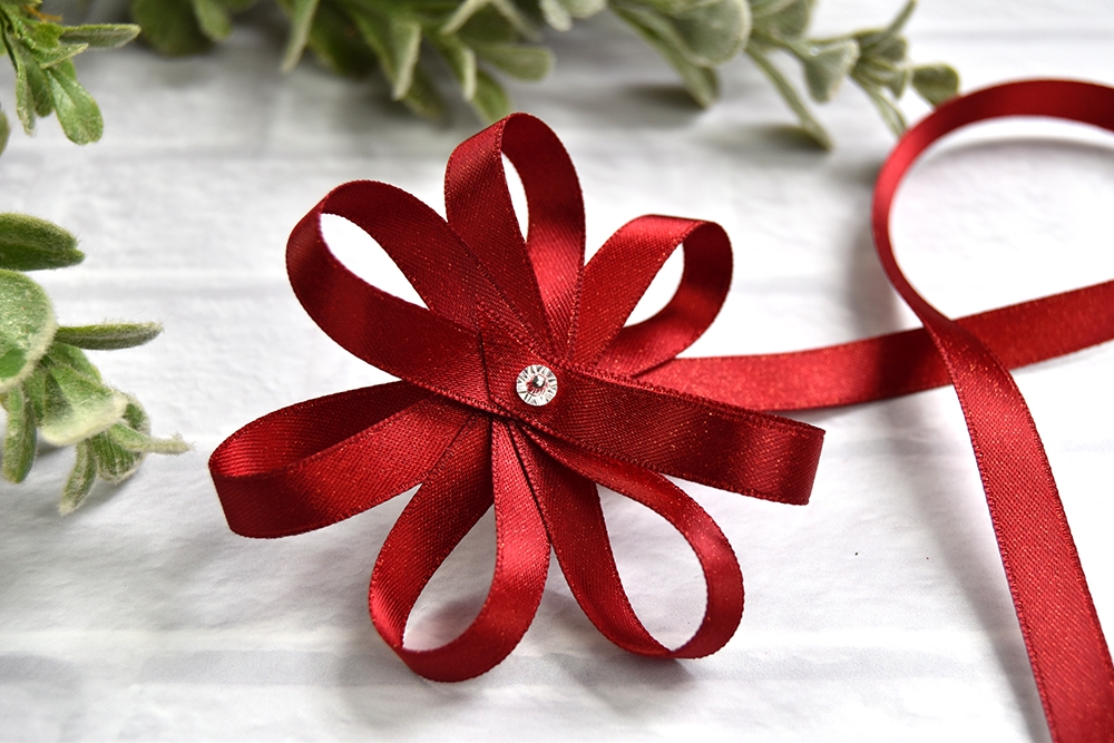 Christmas Red Satin Radiance Ribbon with Gold Shimmer - By the Yard