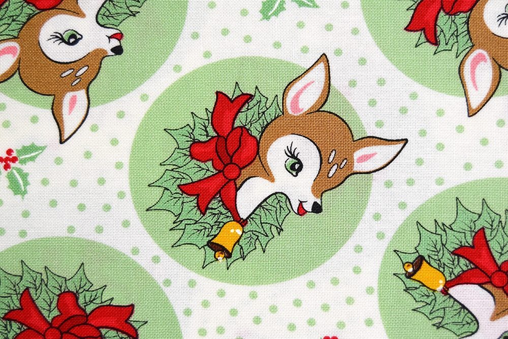Deer Winter Wonderland Retro Christmas Cotton Fabric Quilt Fabric ABA116