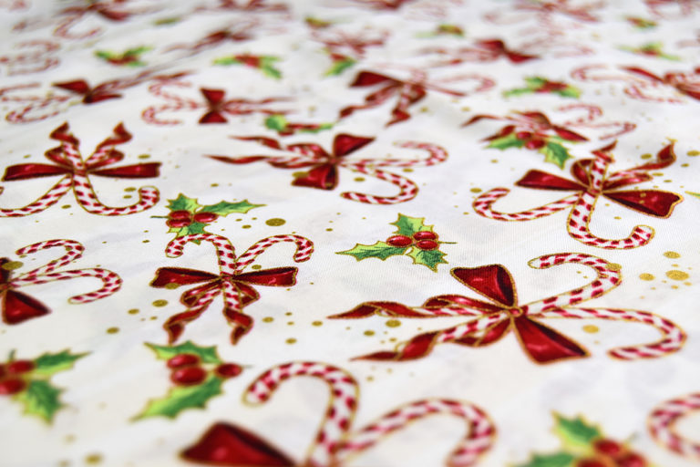 Santa’s Sweets Candy Canes Fabric By the Quarter Yard The Ornament