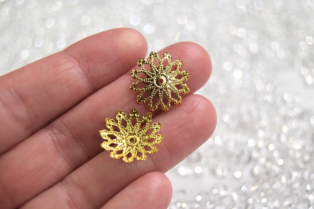 Ornate Gold Filigree Bead Caps – 10 count – The Ornament Girl's Market