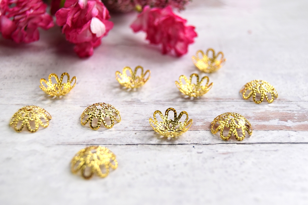 Gold Filigree Bead Caps – 10 count – The Ornament Girl's Market