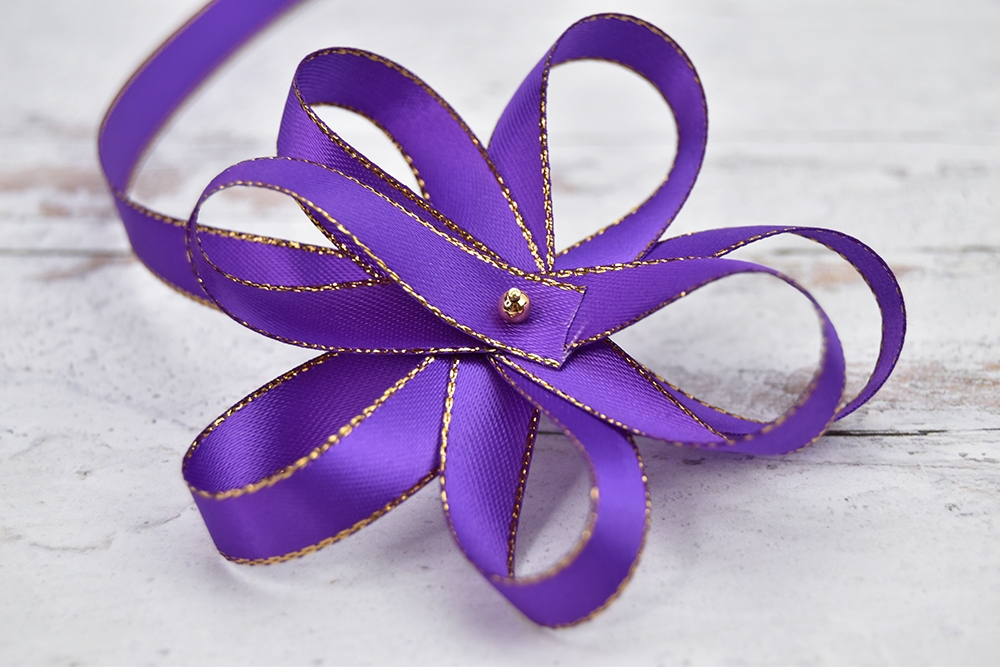 Royal Purple Satin Ribbon w/ Gold Metallic Edge – By the Yard
