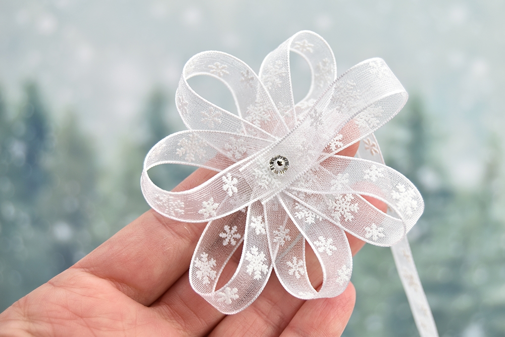 Sheer White Snowflake Ribbon - By the Yard