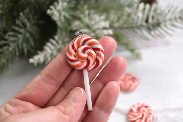 Red & Orange Candy Swirl Lollipop Charms - Set of 5 - Image 2