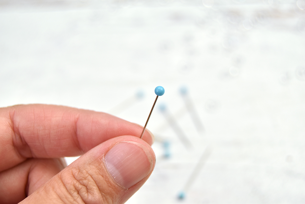 Tiny Glass Pearl Head Pins – Light Blue – Set of 10 – The Ornament