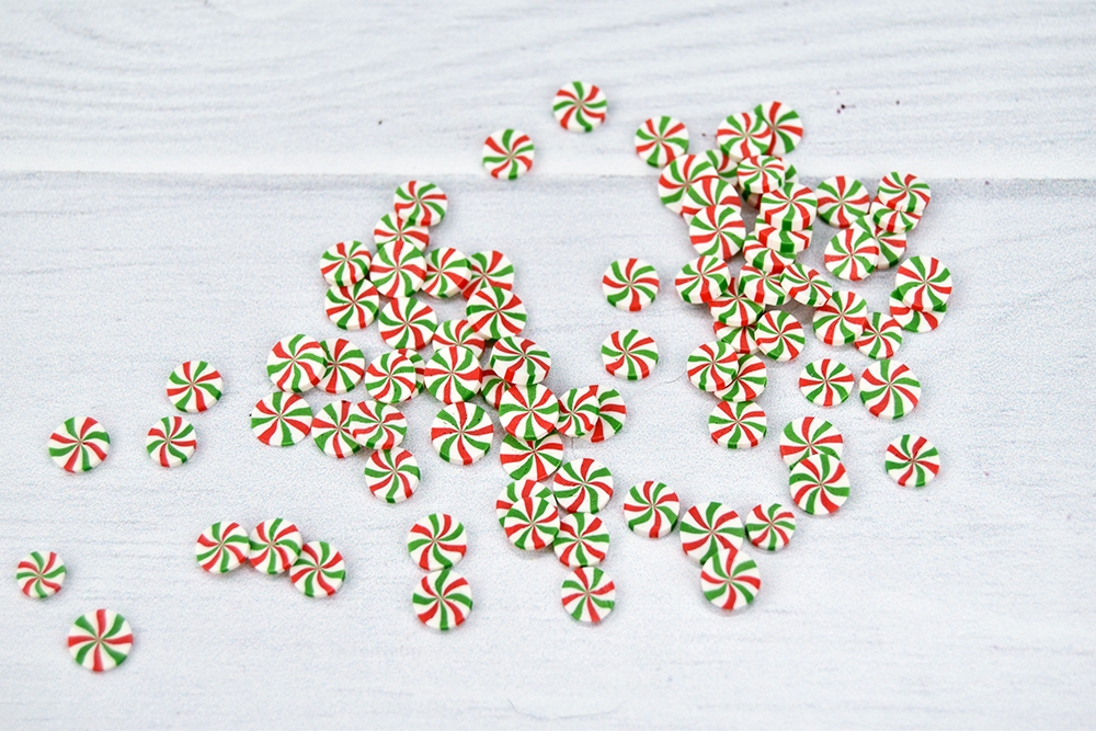 Mini Red, Green, & White Peppermint Candy Beads - Approx 50 pieces
