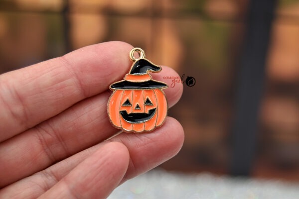 Halloween Witch Hat Jack O'Lantern Charms- 5 count