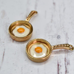 Gold Frying Pan Charm - 2 count